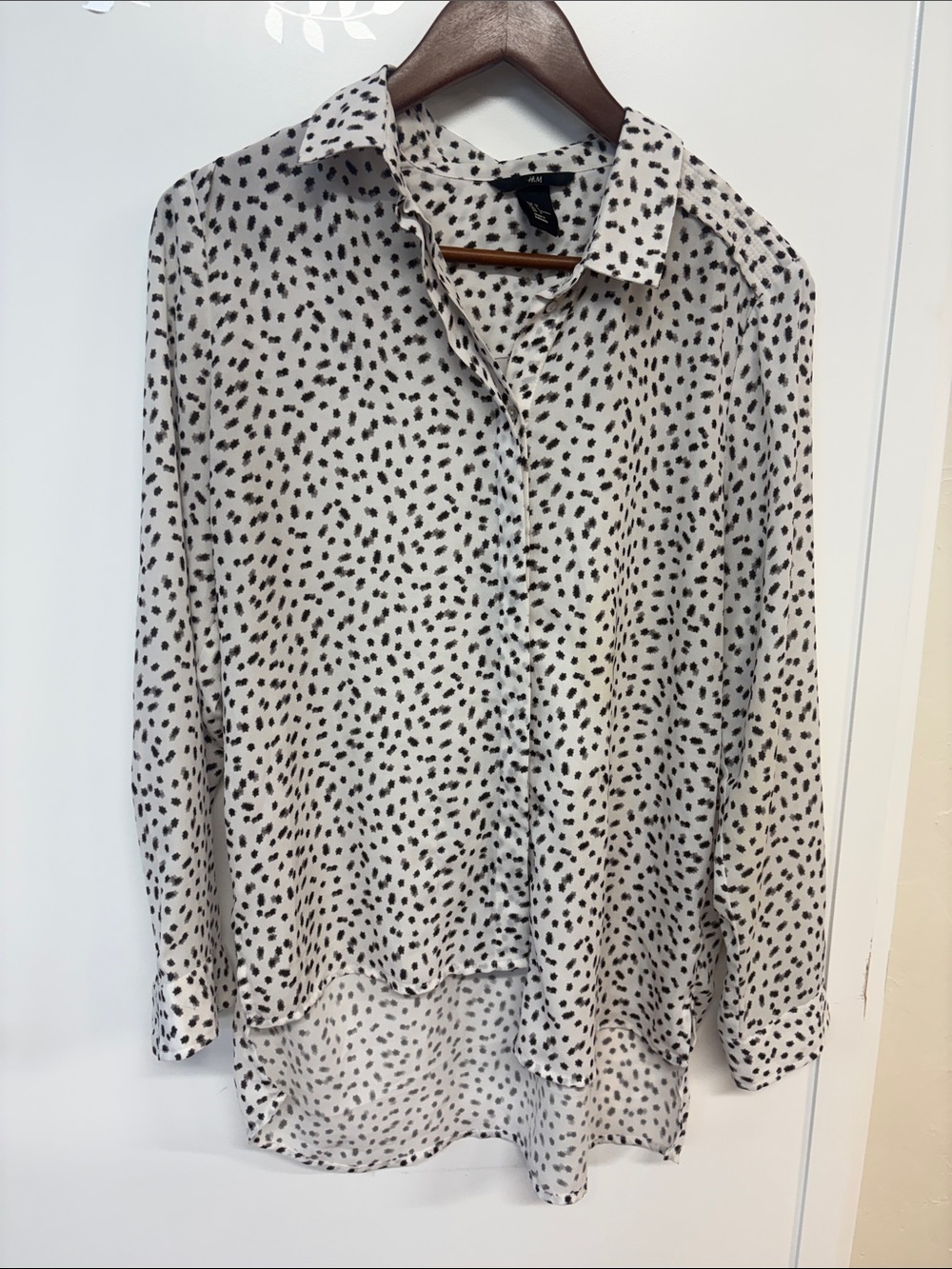 H&M White Blouse with Black Spot Print